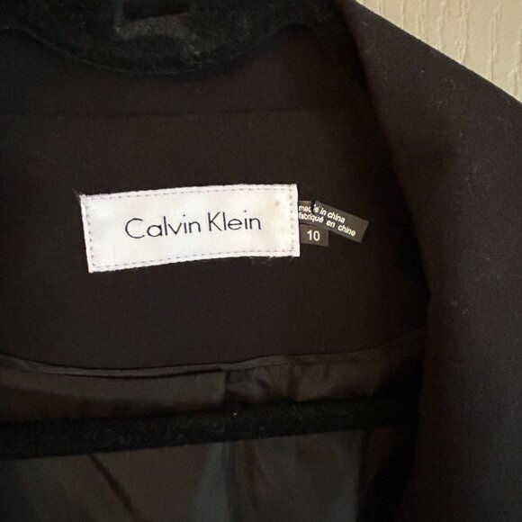 Calvin Klein Black Moto Jacket Size 10 | Gold Zipper Detail Y2K Chic - Picture 3 of 12